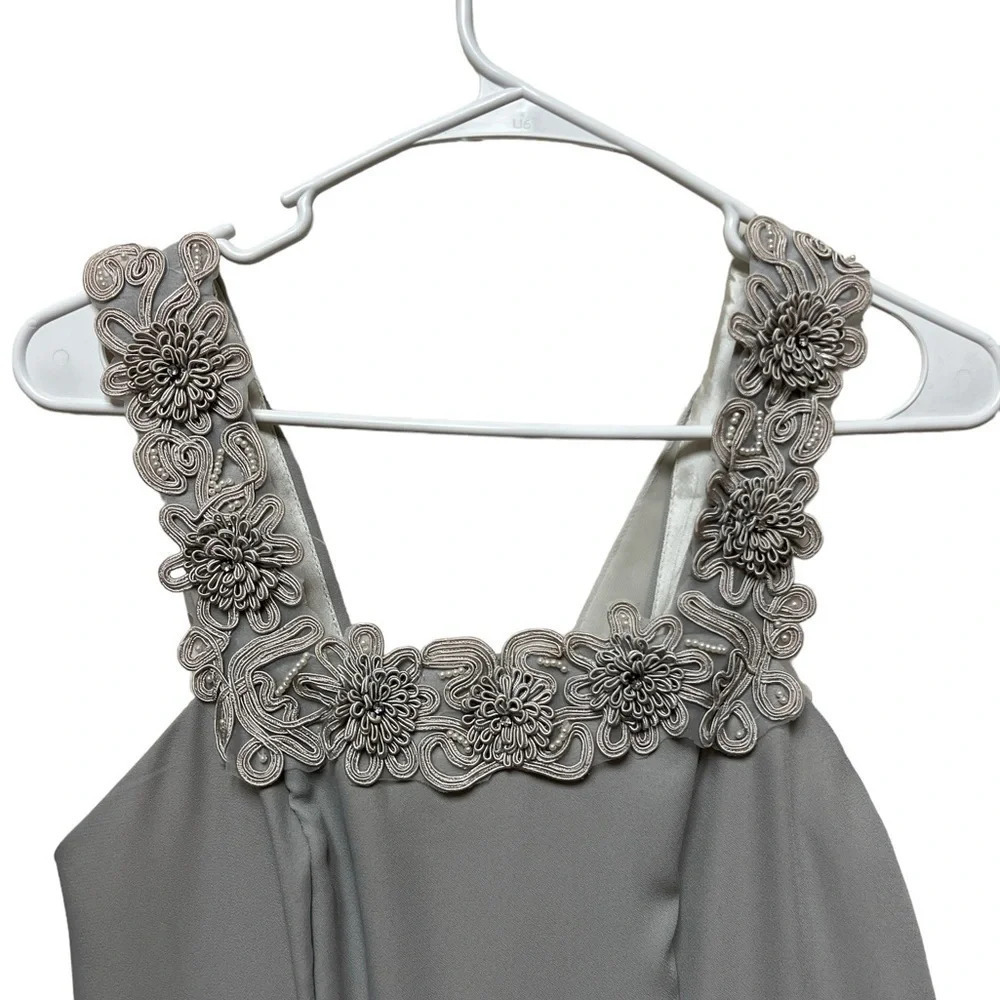 Let’s fashion Vintage Grey formal classy midi pencil floral dress - Picture 2 of 4